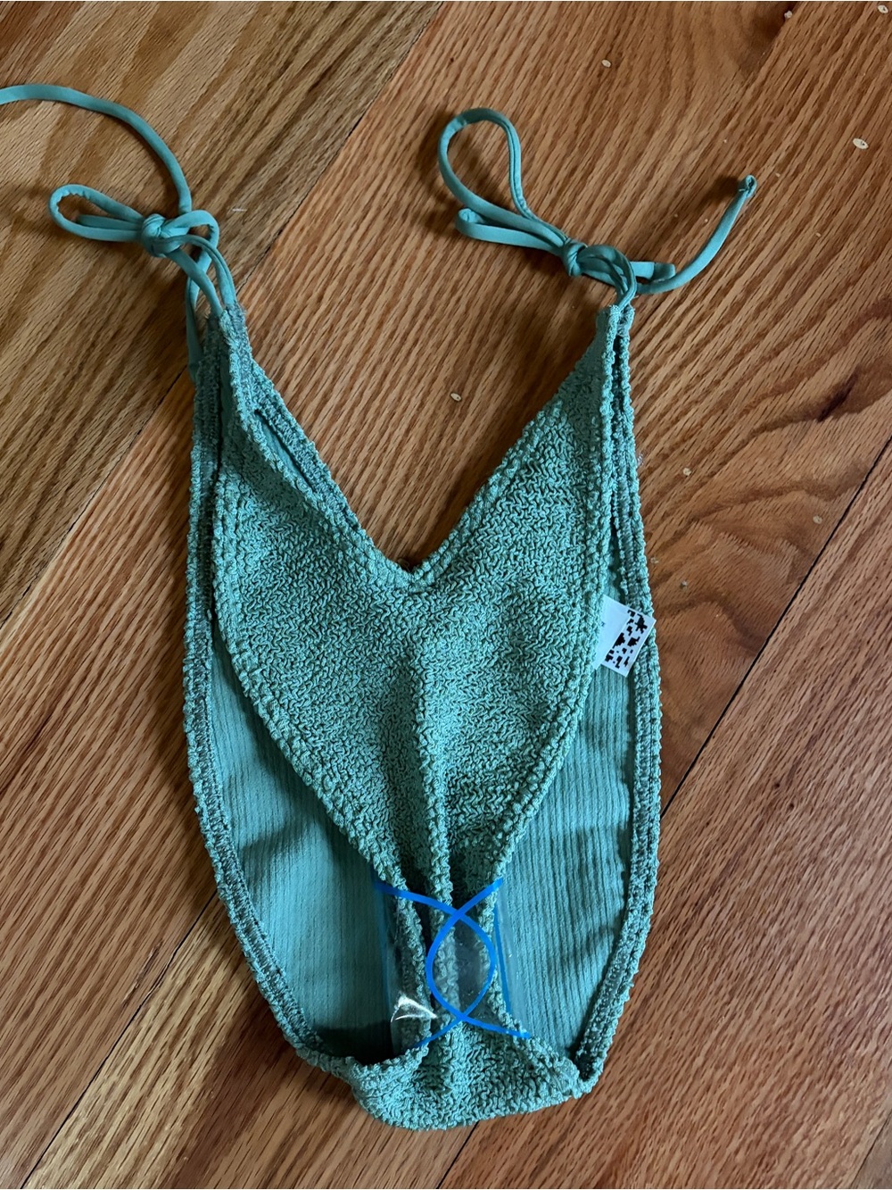 Woman Teal Terry Cloth Swim Bikini